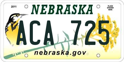 NE license plate ACA725