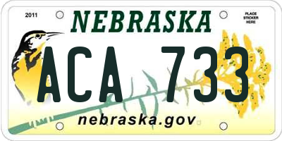 NE license plate ACA733