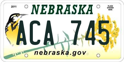 NE license plate ACA745