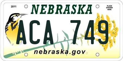 NE license plate ACA749