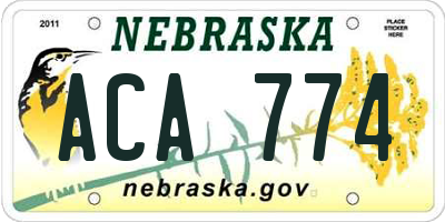 NE license plate ACA774