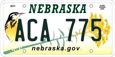 NE license plate ACA775