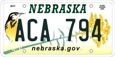 NE license plate ACA794