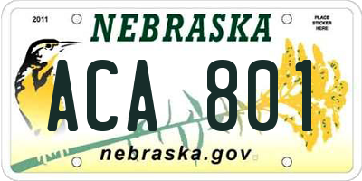 NE license plate ACA801