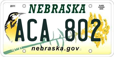 NE license plate ACA802