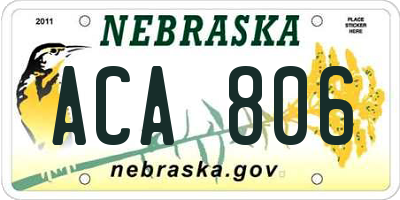 NE license plate ACA806