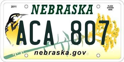 NE license plate ACA807