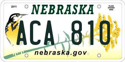 NE license plate ACA810