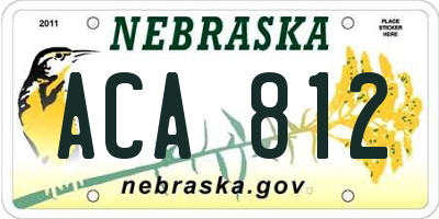 NE license plate ACA812