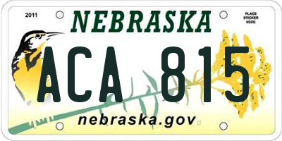 NE license plate ACA815