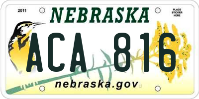 NE license plate ACA816