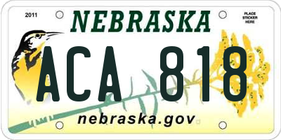 NE license plate ACA818