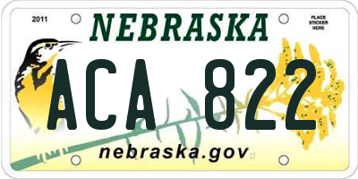 NE license plate ACA822