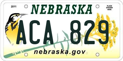 NE license plate ACA829