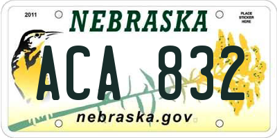 NE license plate ACA832