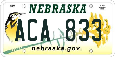 NE license plate ACA833