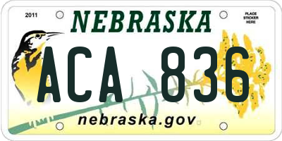 NE license plate ACA836