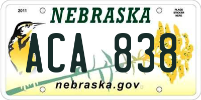 NE license plate ACA838