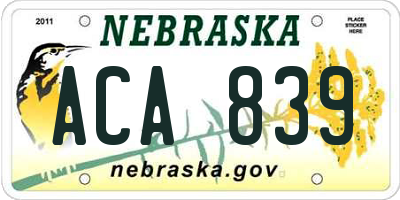 NE license plate ACA839