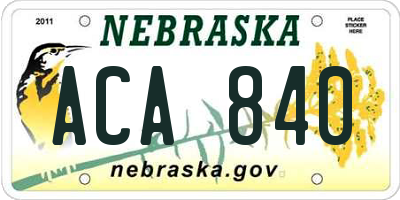 NE license plate ACA840