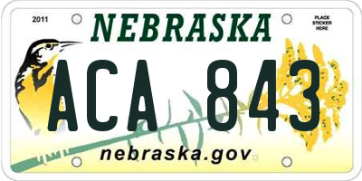 NE license plate ACA843