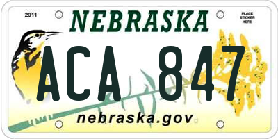 NE license plate ACA847