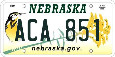 NE license plate ACA851