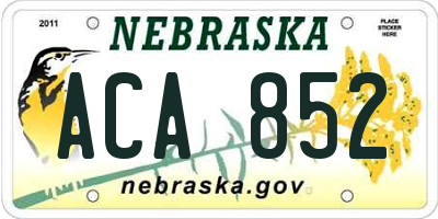 NE license plate ACA852