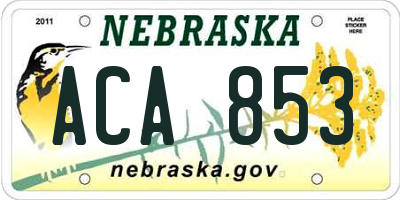 NE license plate ACA853