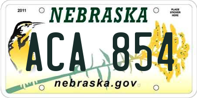 NE license plate ACA854