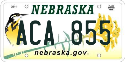 NE license plate ACA855