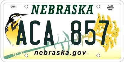 NE license plate ACA857