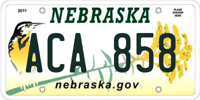 NE license plate ACA858