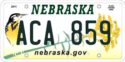 NE license plate ACA859