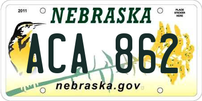 NE license plate ACA862