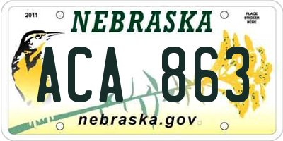 NE license plate ACA863