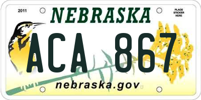 NE license plate ACA867