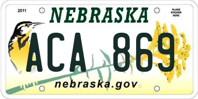 NE license plate ACA869