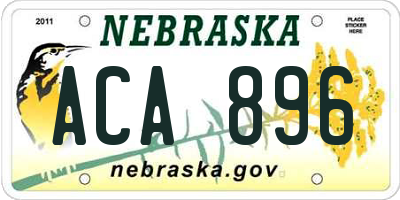 NE license plate ACA896