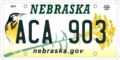 NE license plate ACA903