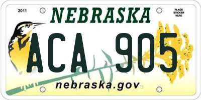 NE license plate ACA905