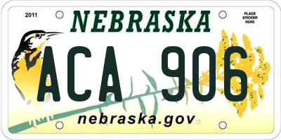 NE license plate ACA906