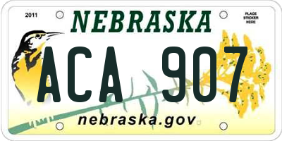 NE license plate ACA907