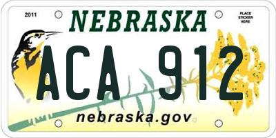 NE license plate ACA912