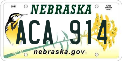 NE license plate ACA914