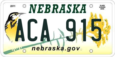 NE license plate ACA915