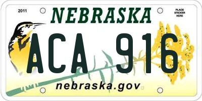 NE license plate ACA916