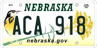 NE license plate ACA918