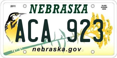 NE license plate ACA923