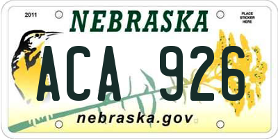 NE license plate ACA926